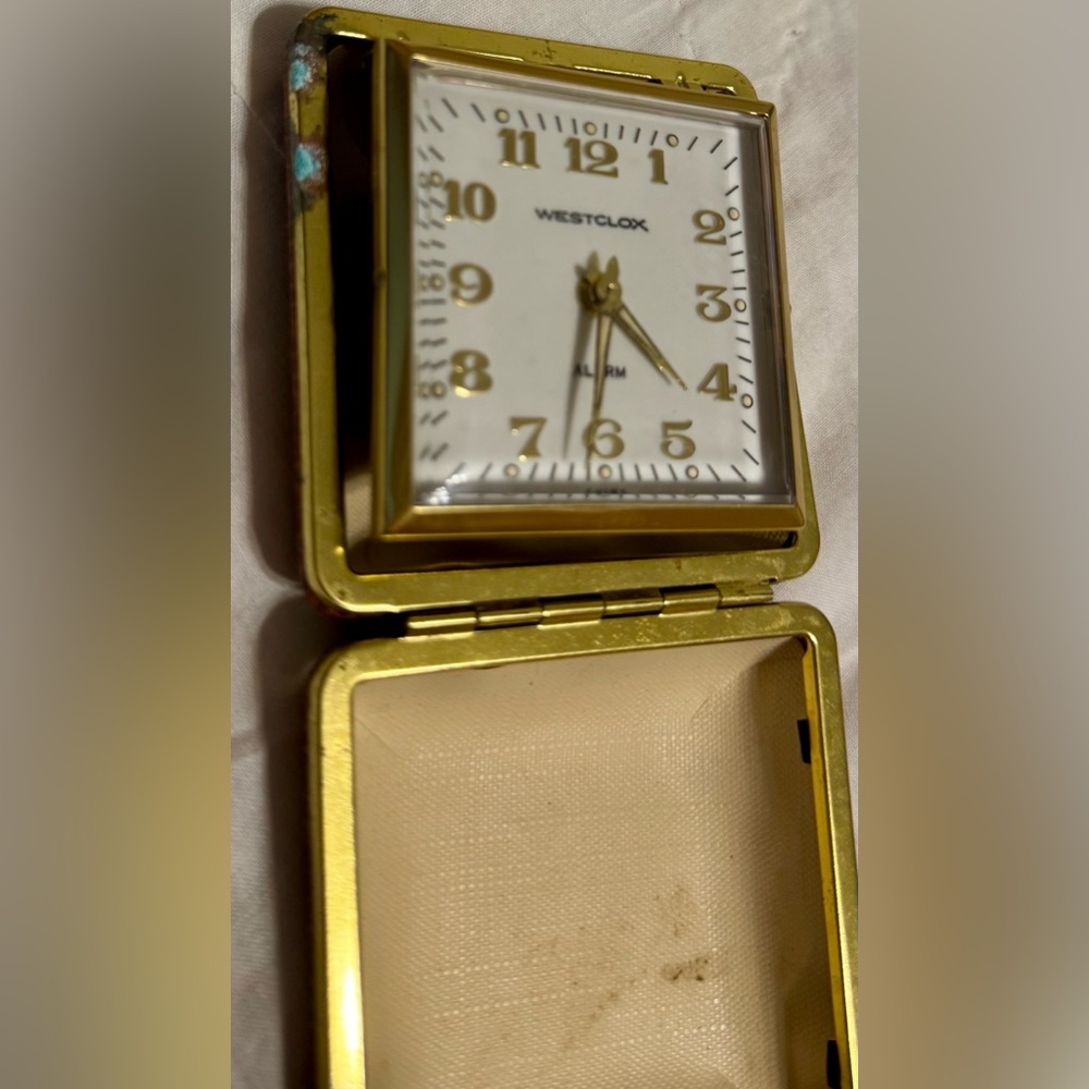 Vintage Westclox Travel Alarm Clock UNTESTED Decorative MCM Avant Garde Retro